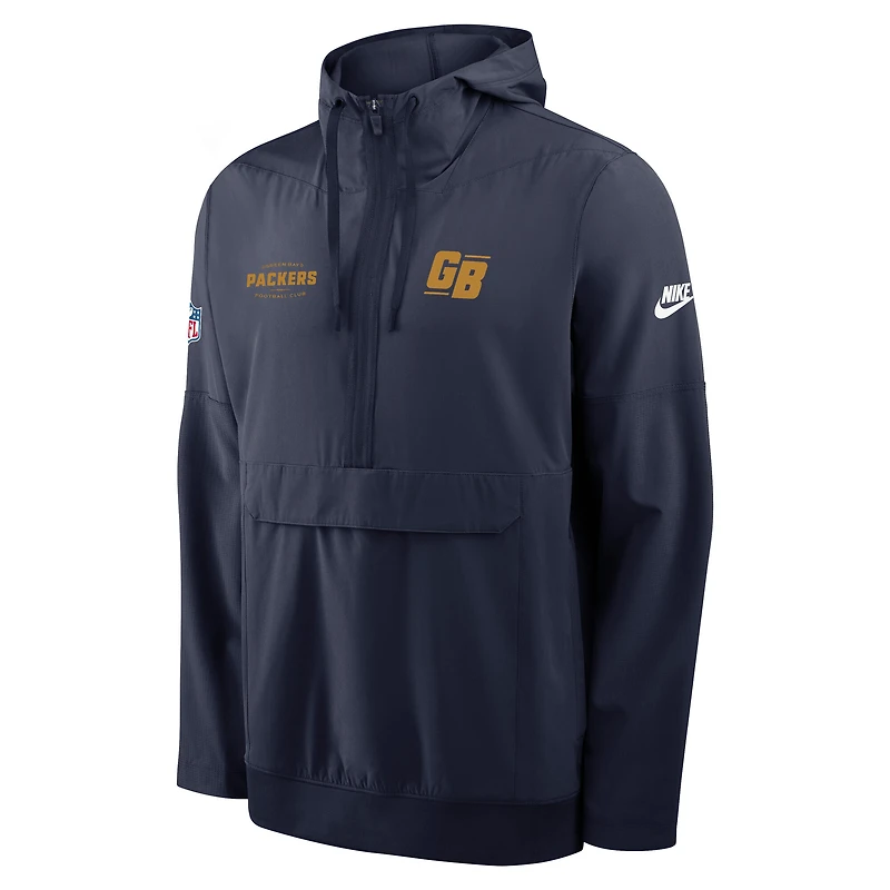Men's Nike Navy Green Bay Packers The 1923 Classic Sideline Half-Zip Anorak Jacket