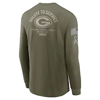 T-shirt à manches longues Nike Olive Green Bay Packers 2025 Salute to Service Sideline pour homme