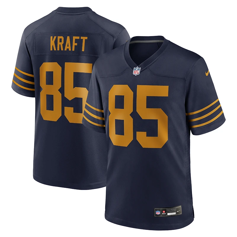 Maillot de match alternatif Nike Tucker Kraft bleu marine des Green Bay Packers pour hommes
