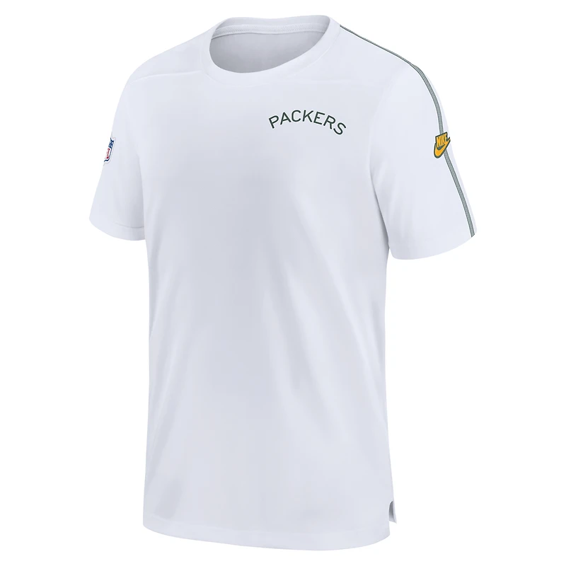 Men's Nike White Green Bay Packers Sideline Alternate Logo Coach Performance Top