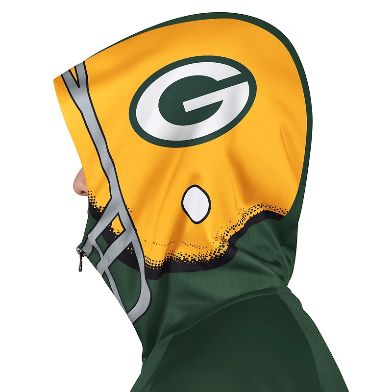 Veste de survêtement à capuche entièrement zippée Pro Player verte/dorée pour homme des Packers Green Bay