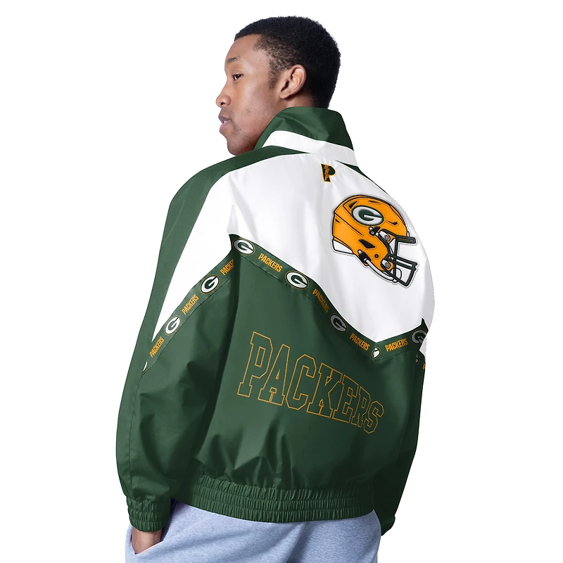 Men's Pro Player White/Green Green Bay Packers Tape II Lightweight Full-Zip Jacket