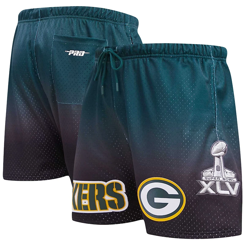 Short en maille ombré Pro Standard pour hommes, noir/vert, Green Bay Packers
