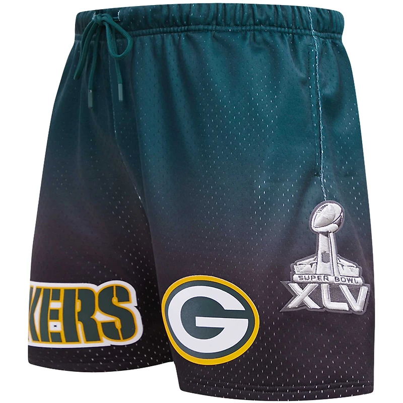 Short en maille ombré Pro Standard pour hommes, noir/vert, Green Bay Packers