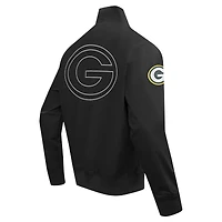 Men's Pro Standard Black Green Bay Packers Paint The City Twill Full-Zip Jacket