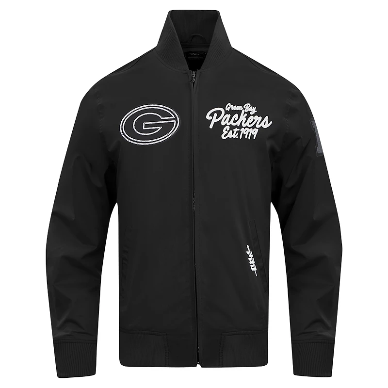 Men's Pro Standard Black Green Bay Packers Paint The City Twill Full-Zip Jacket