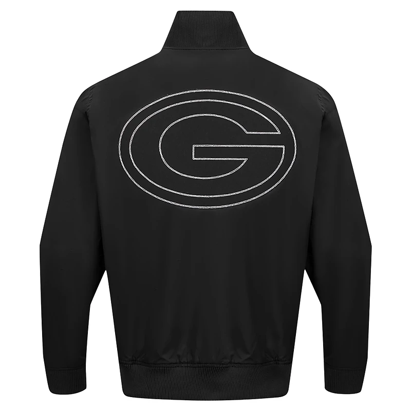 Men's Pro Standard Black Green Bay Packers Paint The City Twill Full-Zip Jacket