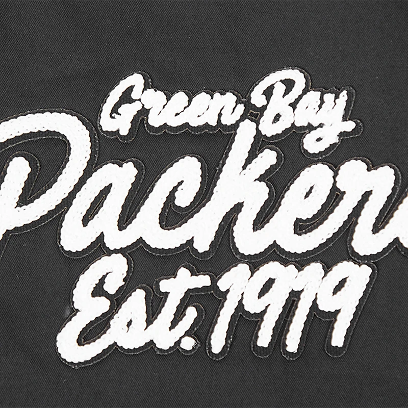 Men's Pro Standard Black Green Bay Packers Paint The City Twill Full-Zip Jacket