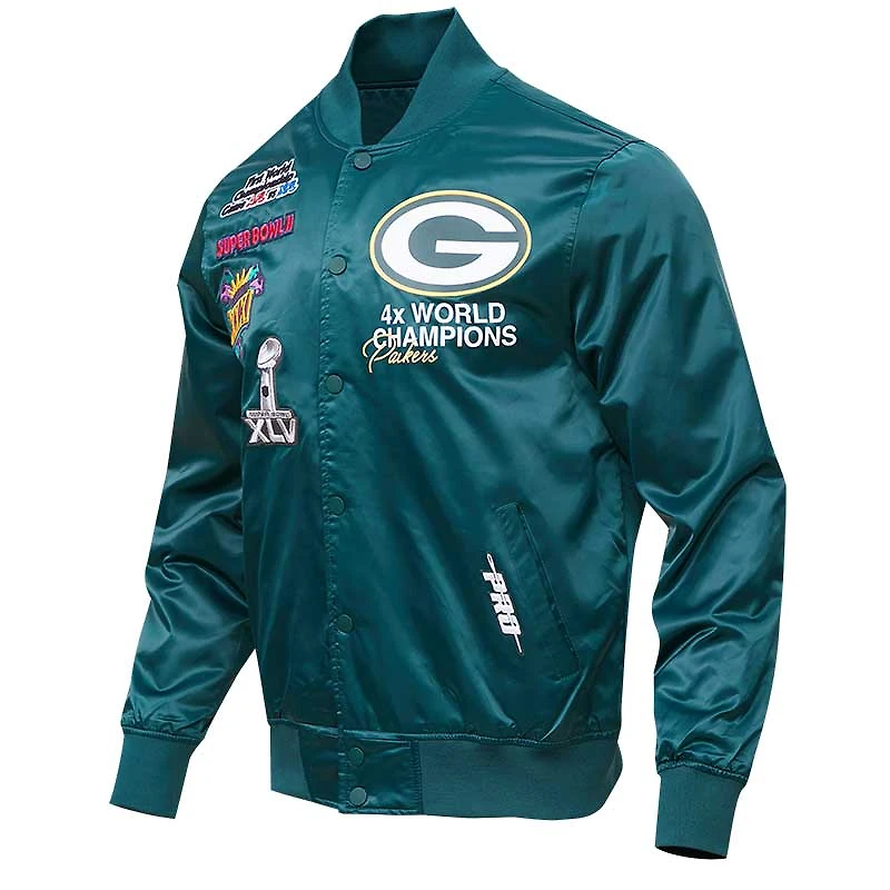 Men's Pro Standard Green Bay Packers Championship Satin Full-Snap Varsity Jacket