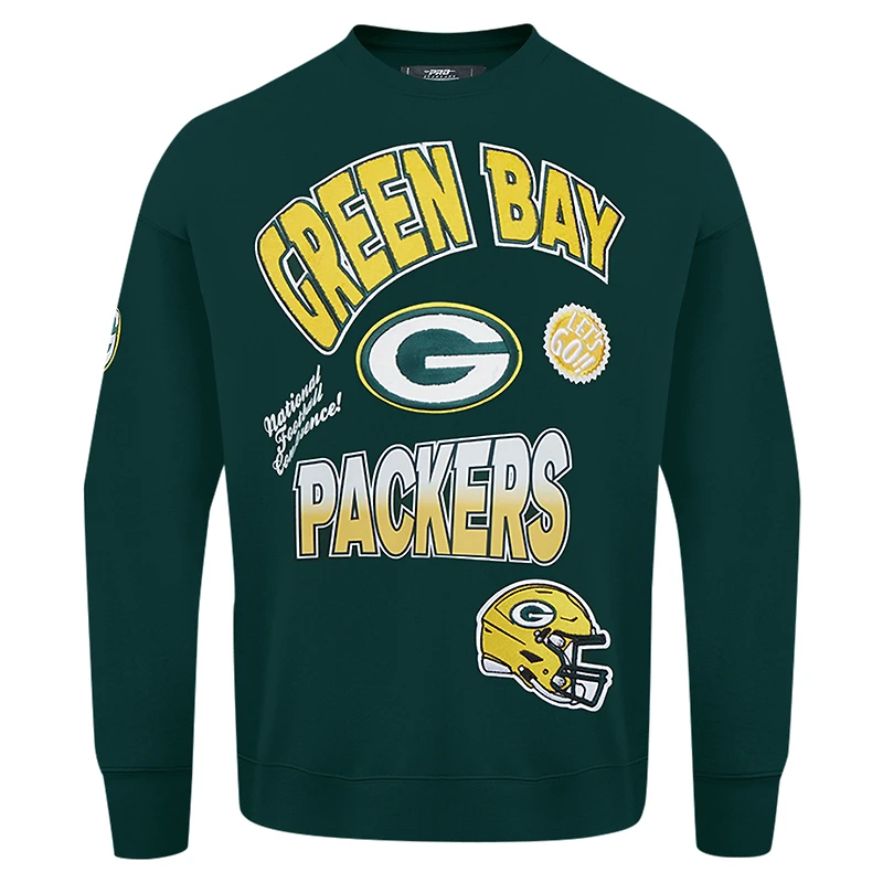 Men's Pro Standard Green Bay Packers Turn It Up Drop Shoulder Pullover Sweatshirt