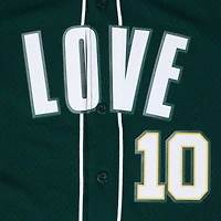 T-shirt de baseball boutonné en maille Pro Standard Jordan Love Green pour homme avec nom et numéro joueur des Packers Bay