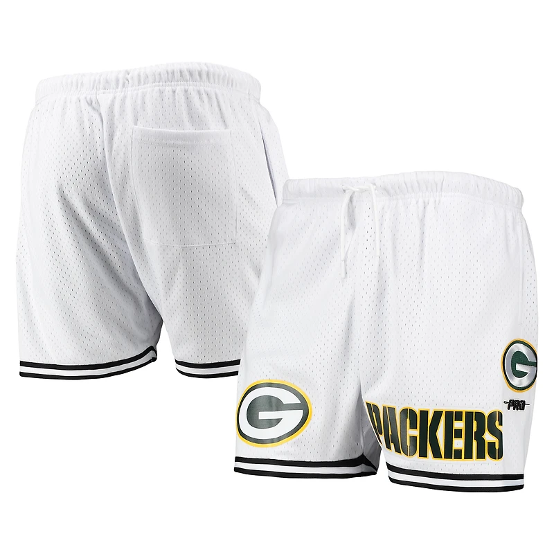 Men's Pro Standard White/Black Green Bay Packers Mesh Shorts