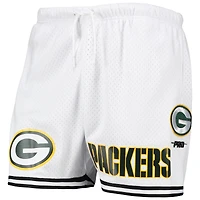 Men's Pro Standard White/Black Green Bay Packers Mesh Shorts
