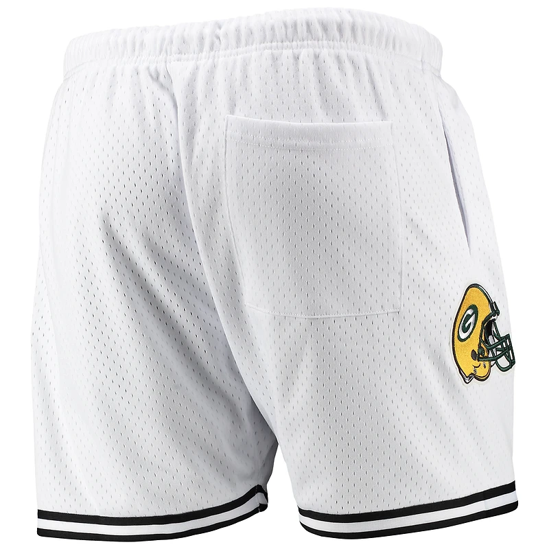 Men's Pro Standard White/Black Green Bay Packers Mesh Shorts