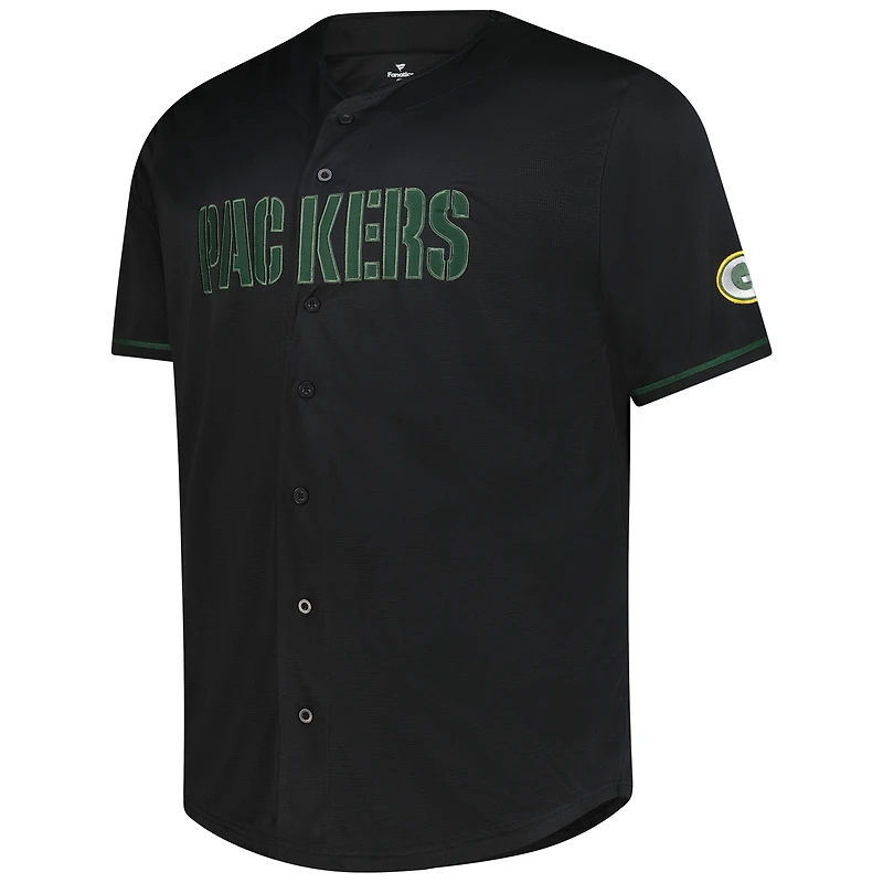 Men's Profile Black Green Bay Packers Big & Tall Pop Full-Button Jersey