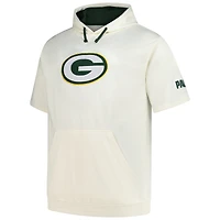 Sweat à capuche manches courtes pour homme avec imprimé et logo des Packers de Green Bay, profil Oatmeal