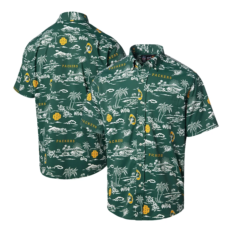 Men's Reyn Spooner Green Bay Packers Throwback Kekai Print Button-Up Shirt