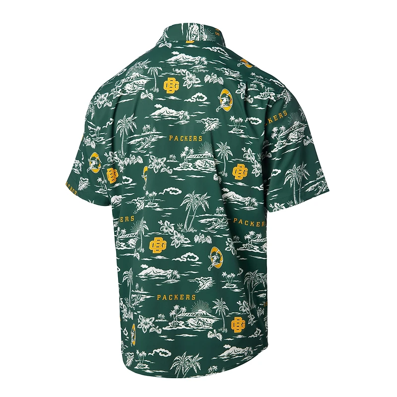 Men's Reyn Spooner Green Bay Packers Throwback Kekai Print Button-Up Shirt