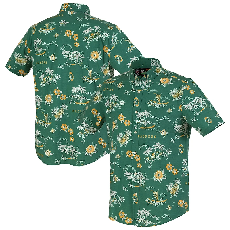 Chemise boutonnée rétro Kekai Performance pour homme, modèle Reyn Spooner Green des Bay Packers