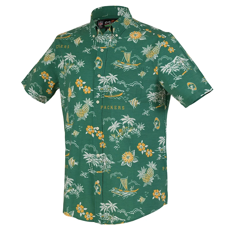 Chemise boutonnée rétro Kekai Performance pour homme, modèle Reyn Spooner Green des Bay Packers
