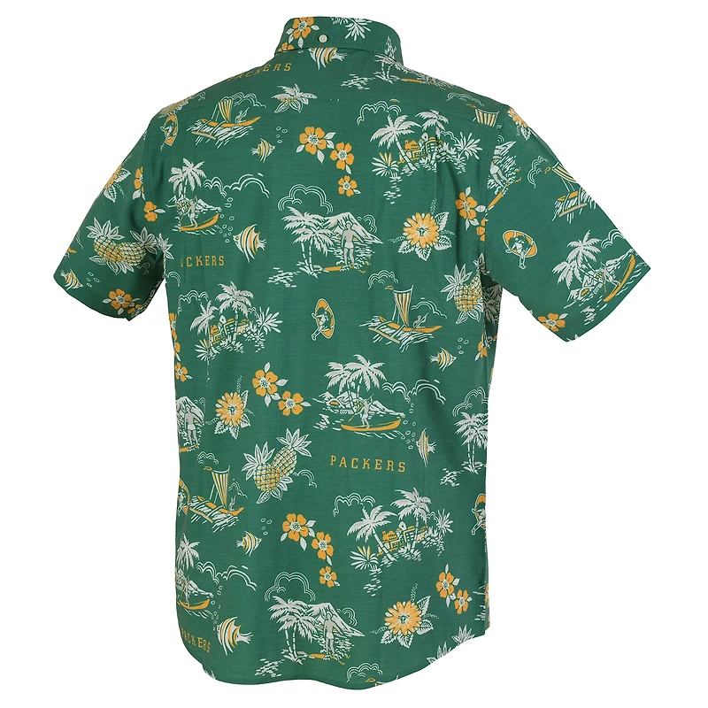 Chemise boutonnée rétro Kekai Performance pour homme, modèle Reyn Spooner Green des Bay Packers