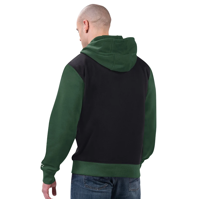 Men's Starter Black/Green Green Bay Packers Thursday Night Gridiron Full-Zip Hoodie