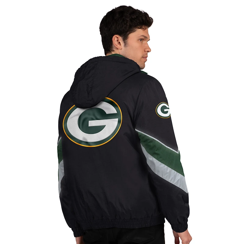 Men's Starter Black/Green Green Bay Packers Thursday Night Gridiron Full-Zip Jacket