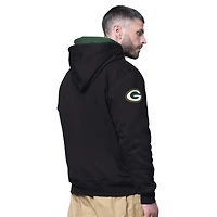 Men's Starter Black Green Bay Packers Big Shot Full-Zip Double Hoodie