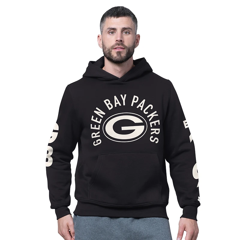Men's Starter Black Green Bay Packers Handoff Fleece Hoodie Sweatshirt