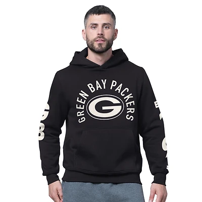 Men's Starter Black Green Bay Packers Handoff Fleece Hoodie Sweatshirt