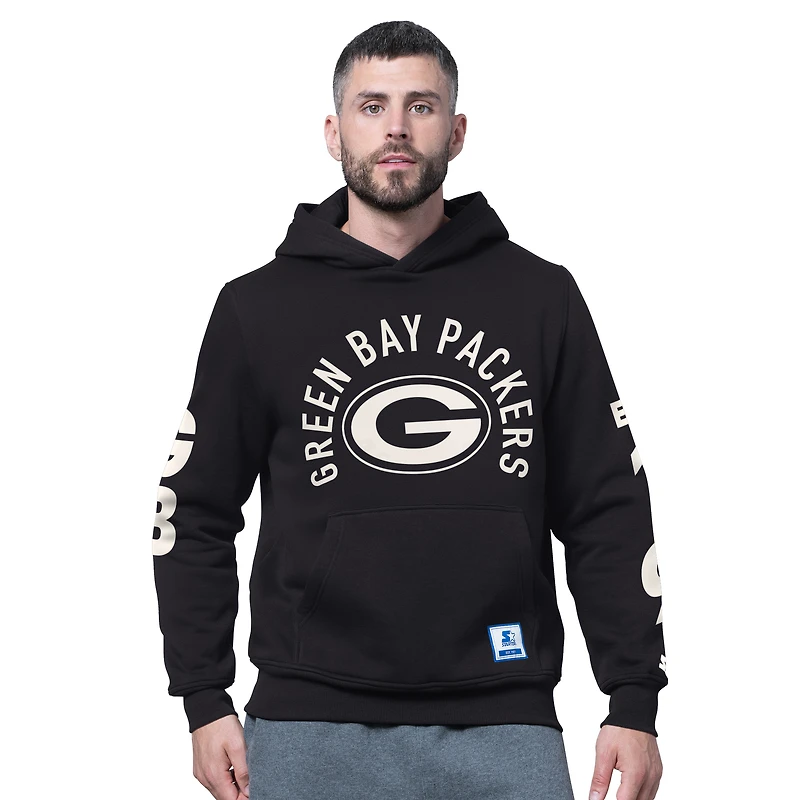 Men's Starter Black Green Bay Packers Handoff Hoodie