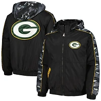 Sweat à capuche entièrement zippé Starter Black Green Bay Packers pour hommes Thursday Night Gridiron