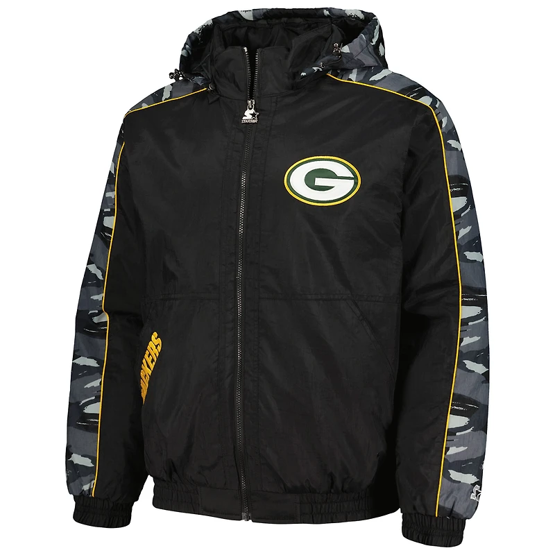 Sweat à capuche entièrement zippé Starter Black Green Bay Packers pour hommes Thursday Night Gridiron