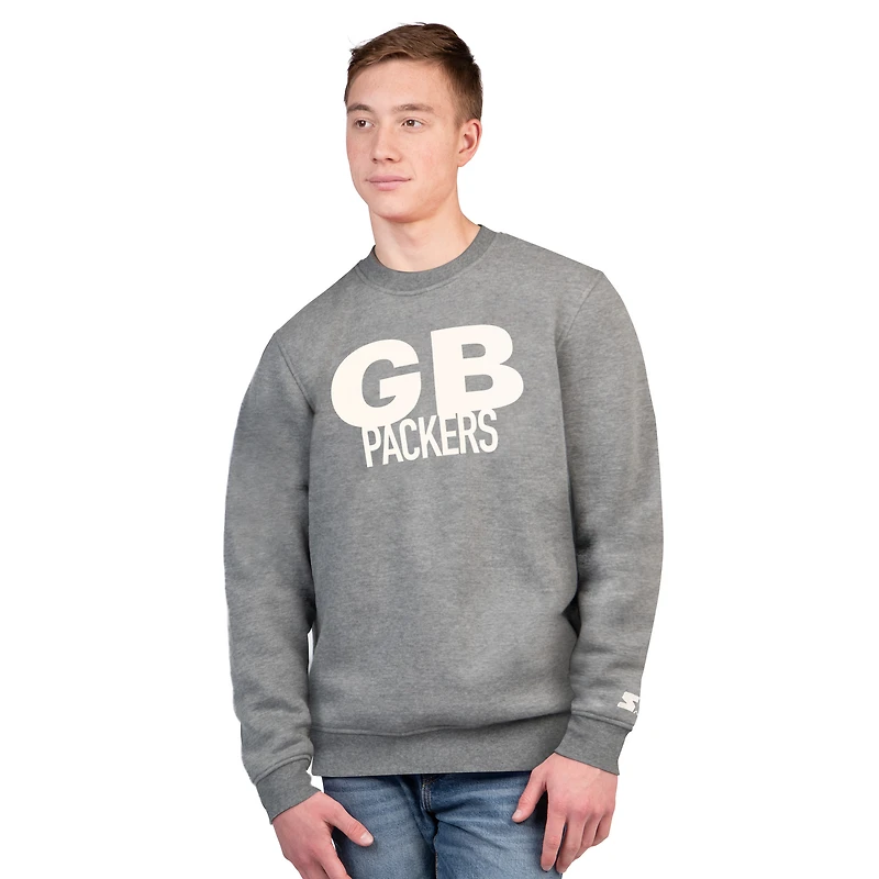Sweat-shirt ras du cou en polaire Starter Charcoal pour homme des Green Bay Packers