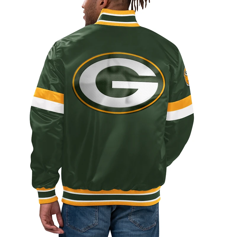 Men's Starter Green Bay Packers Home Game Satin Full-Snap Varsity Jacket