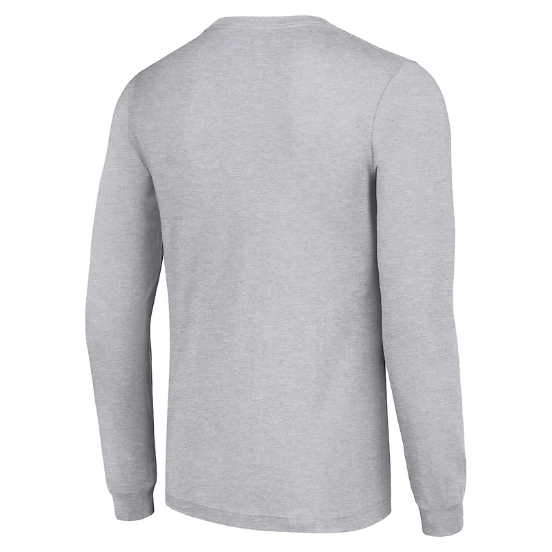 Men's Starter  Heather Gray Green Bay Packers Half Ball Team Long Sleeve T-Shirt