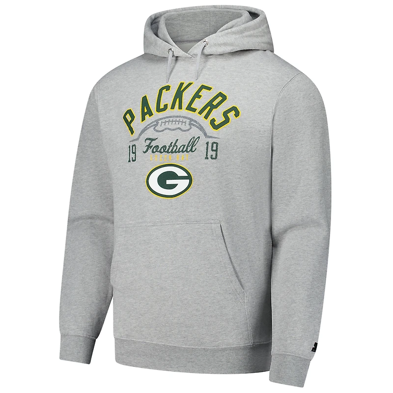 Men's Starter  Heather Gray Green Bay Packers Pullover Hoodie