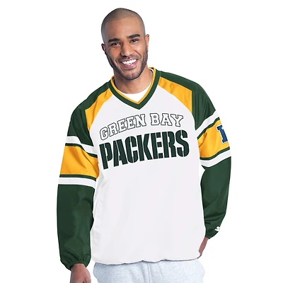 Veste pull raglan Starter blanche Green Bay Packers pour homme
