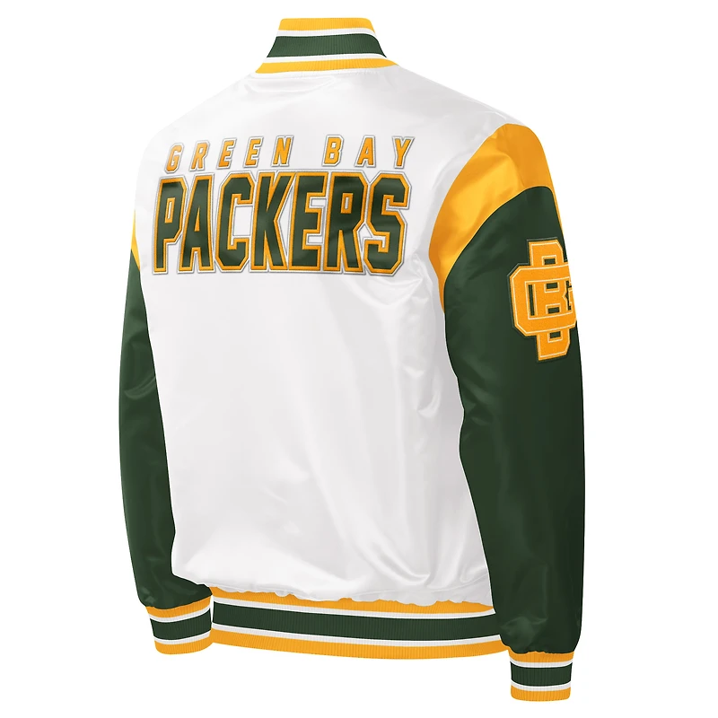 Homme Starter White Packers de Green Bay Warm Up Pitch Full-Snap - Veste universitaire