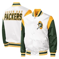 Homme Starter White Packers de Green Bay Warm Up Pitch Full-Snap - Veste universitaire