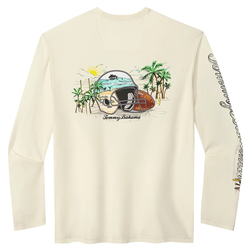 T-shirt à manches longues Tommy Bahama crème Oasis Endzone Lux des Green Bay Packers pour homme