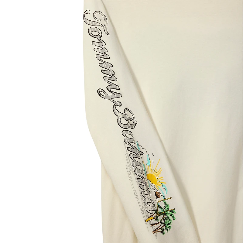 T-shirt à manches longues Tommy Bahama crème Oasis Endzone Lux des Green Bay Packers pour homme