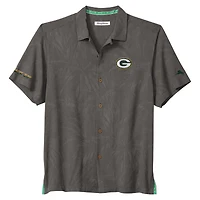 Chemise boutonnée Tommy Bahama grise Green Bay Packers Endzone Paradise COOLMAX pour homme