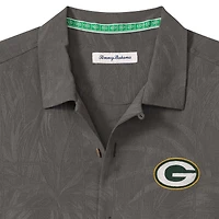 Chemise boutonnée Tommy Bahama grise Green Bay Packers Endzone Paradise COOLMAX pour homme
