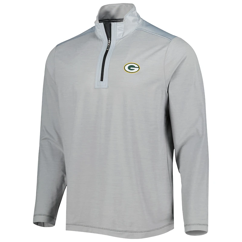 Men's Tommy Bahama Gray Green Bay Packers On Deck IslandZone Half-Zip Jacket
