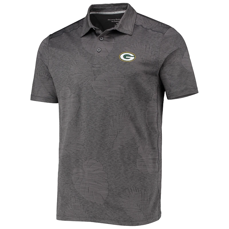 Polo Tommy Bahama pour homme, gris, vert, Bay Packers, Palm Coast, Delray Frond, IslandZone