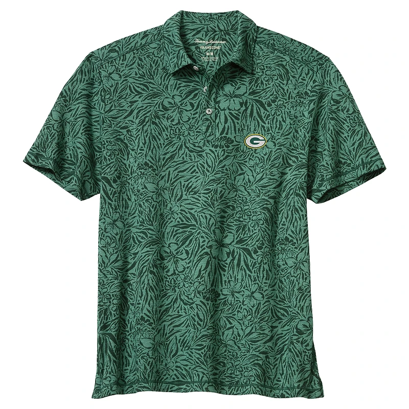 Men's Tommy Bahama Green Bay Packers IslandZone Wild Hibiscus Tri-Blend Polo