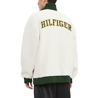 Sweat-shirt à fermeture éclair quart-de-zip Jordan Sherpa Tommy Hilfiger pour hommes, crème, Green Bay Packers