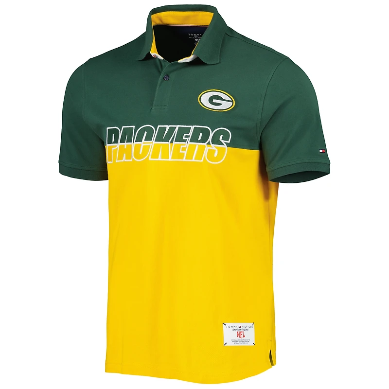 Polo à blocs de couleurs Tommy Hilfiger pour hommes Green Bay Packers or/vert