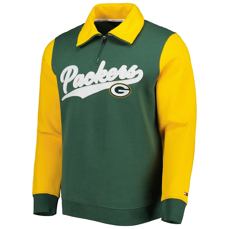 Tommy Hilfiger vert/doré Green Bay Packers Sweat-shirt Aiden Quarter-Zip pour homme